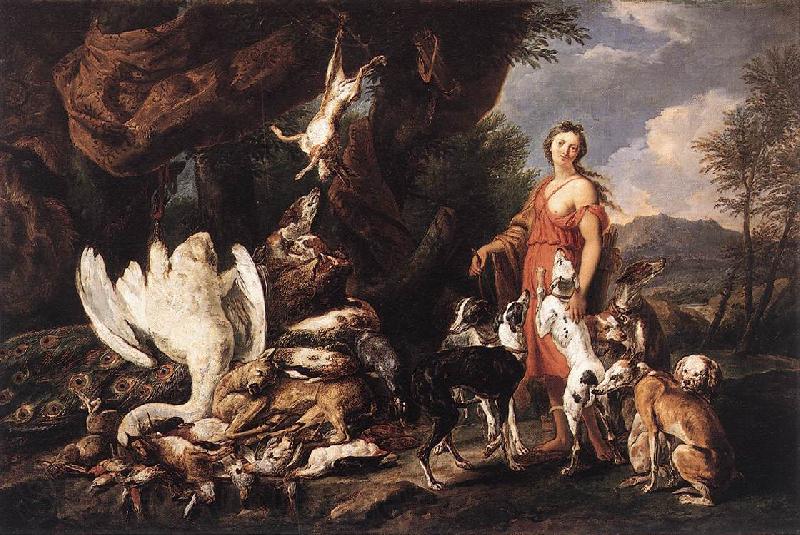 FYT, Jan Diana with Her Hunting Dogs beside Kill  dfg Germany oil painting art